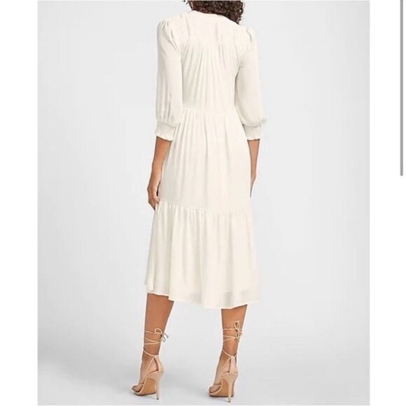 EXPRESS NWT Boho Ivory 3/4 Sleeve Midi Dress M - Picture 5 of 16